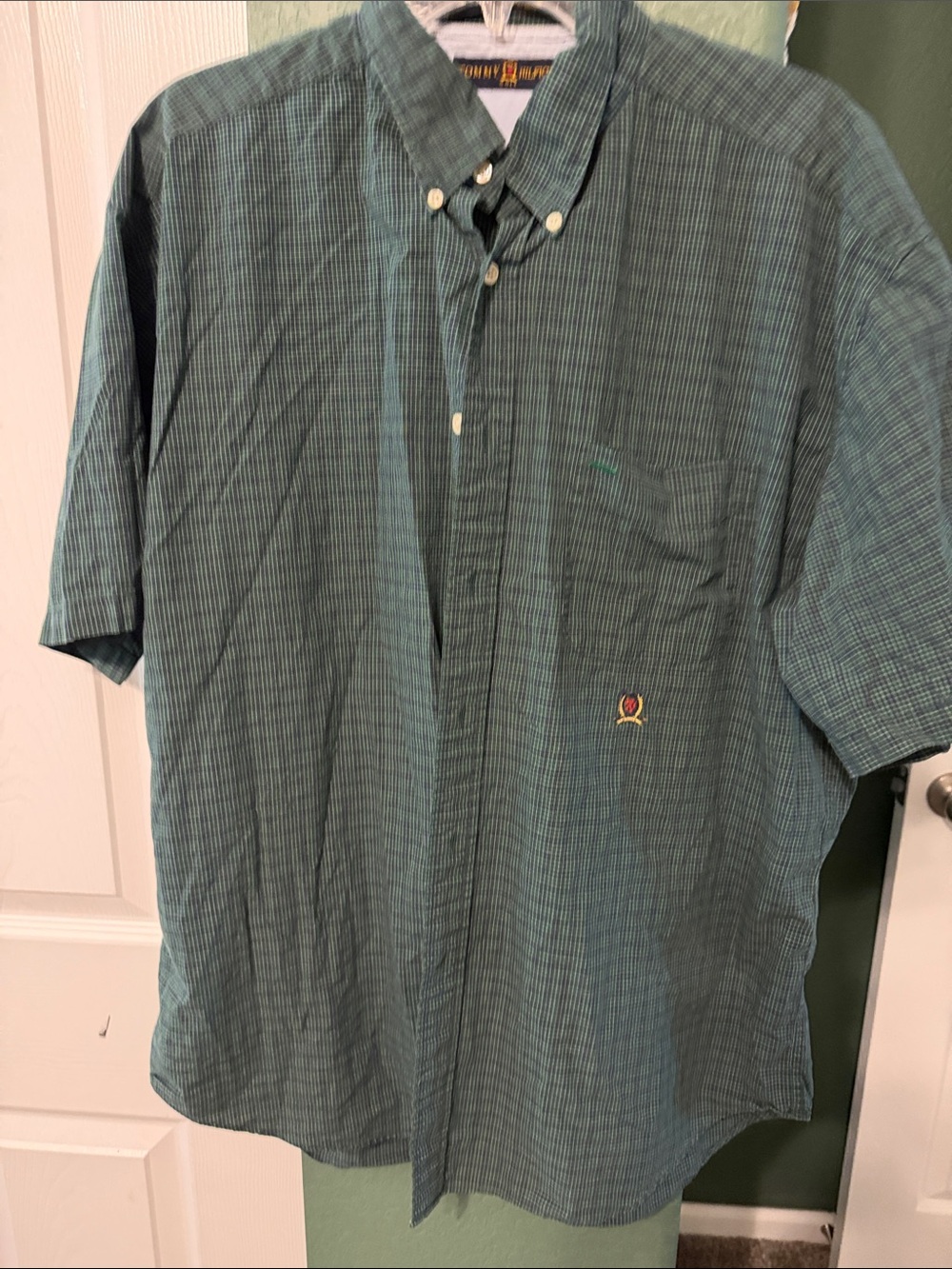Tommy Hilfiger Green Short-Sleeve Button-Down Polo Shirt